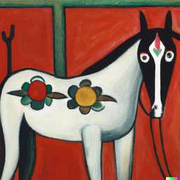 a horse, painting by Frida Kahlo generated by DALL·E 2